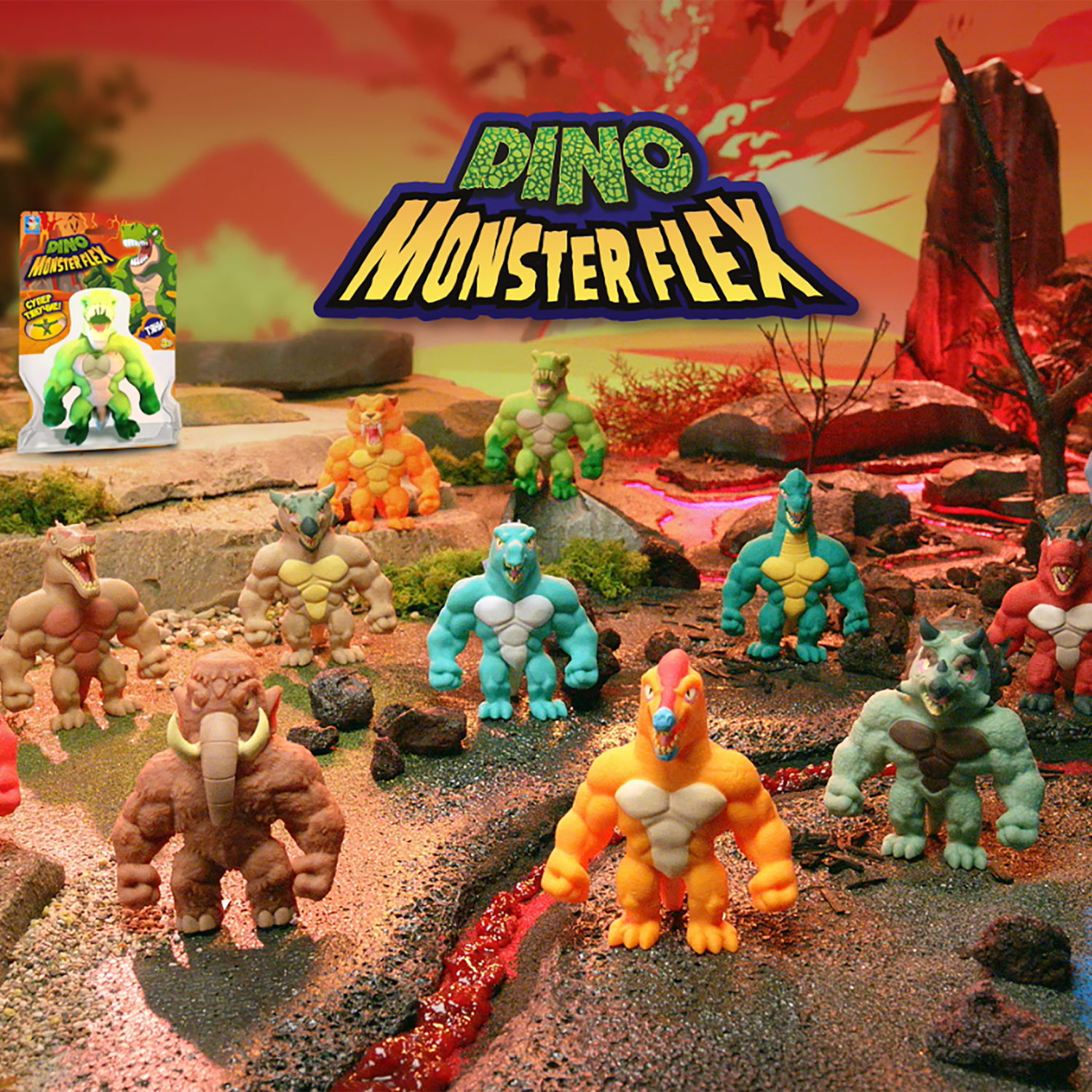 Тянущиеся фигурки 1TOY Monster Flex Dino, Тирекс, монстр тянучка, 14 см