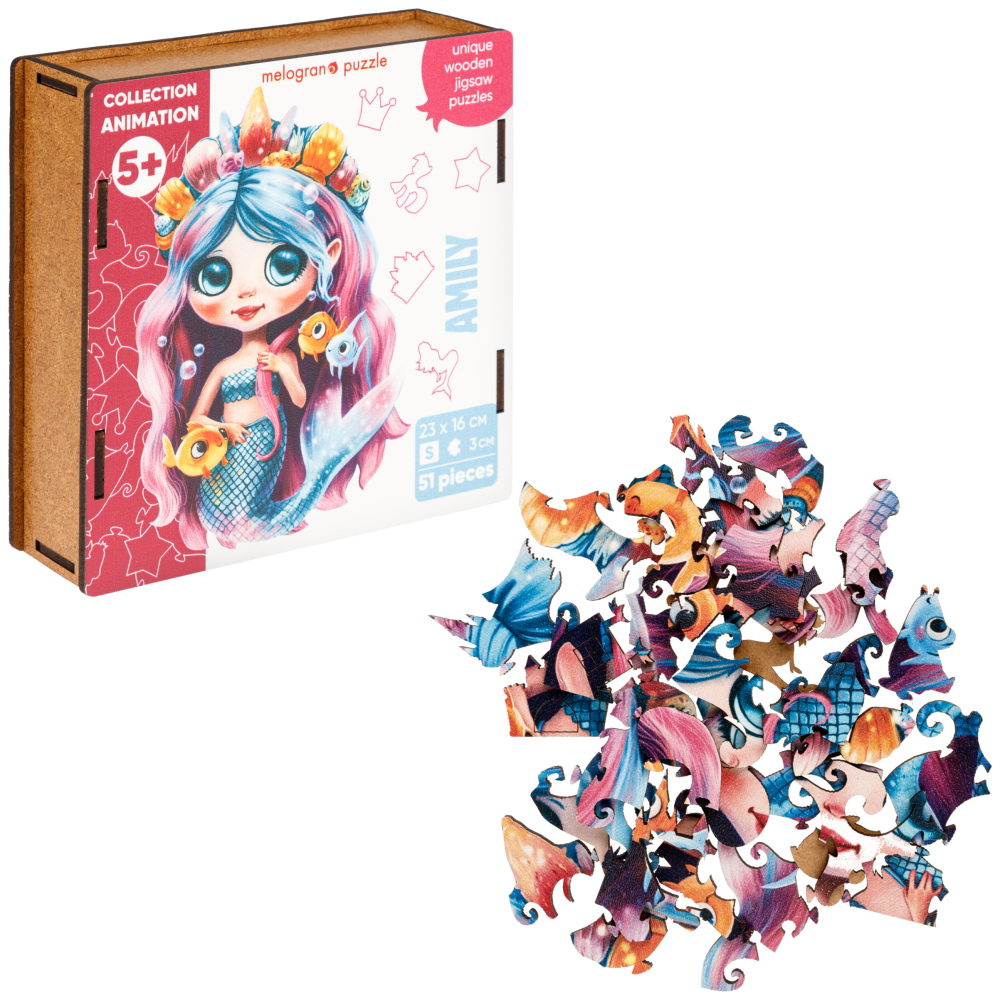 Деревянные пазлы Collection Animals Русалочка Эмили, 50 деталей