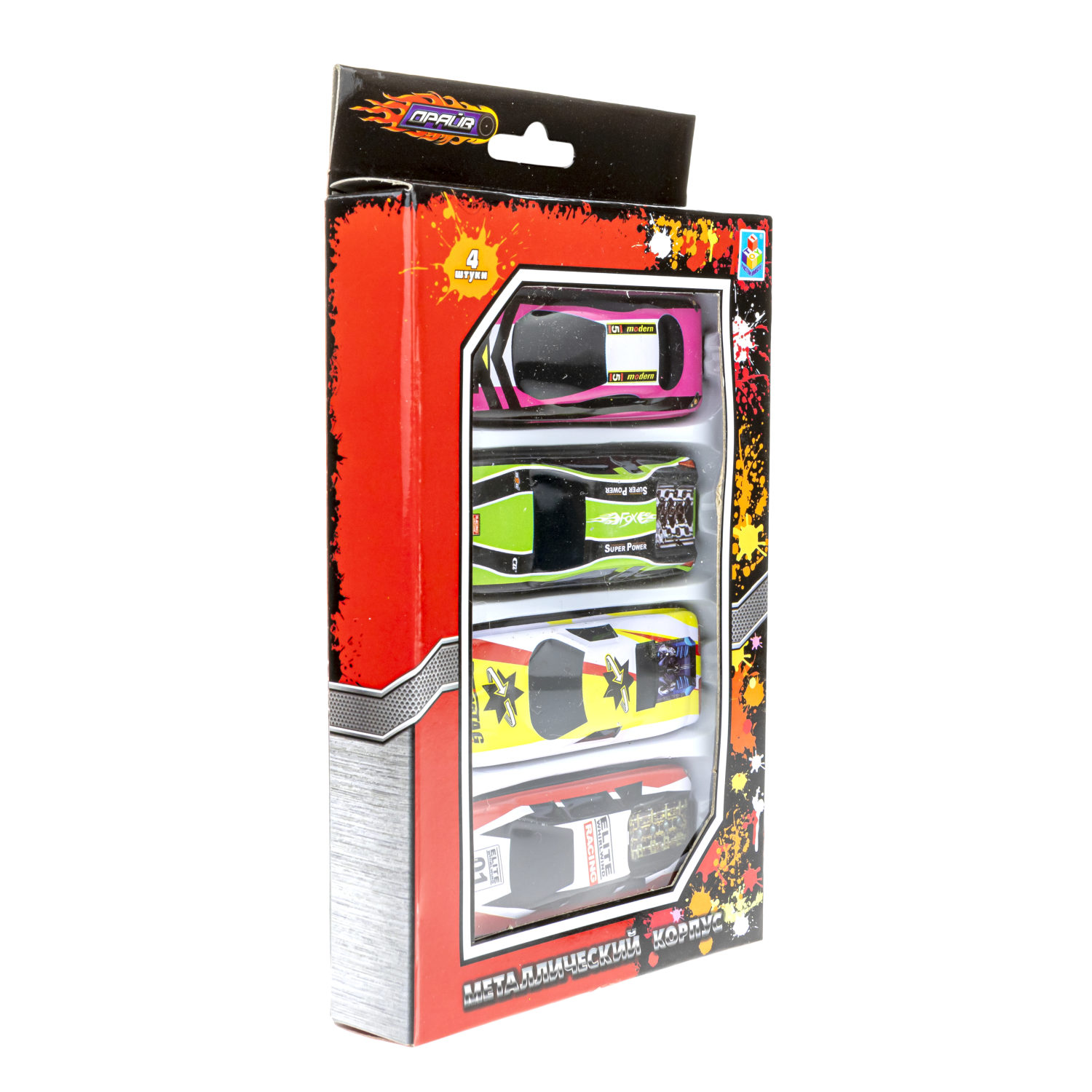 Набор металлических машинок 1TOY Драйв, гоночные, маленькие, 7 см, 4 шт.