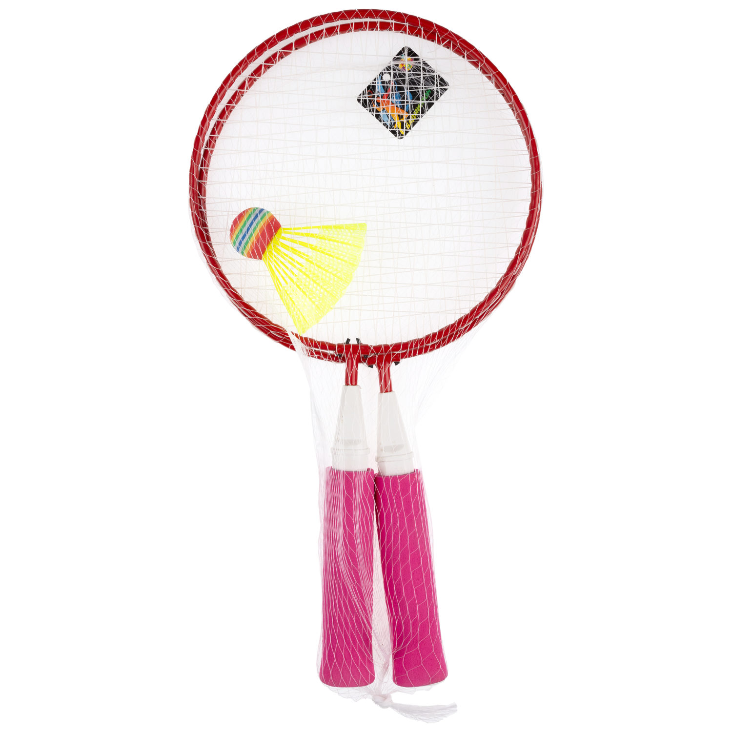 Бадминтон 1TOY 2 ракетки с мягкими ручками, 1 волан, малиновый