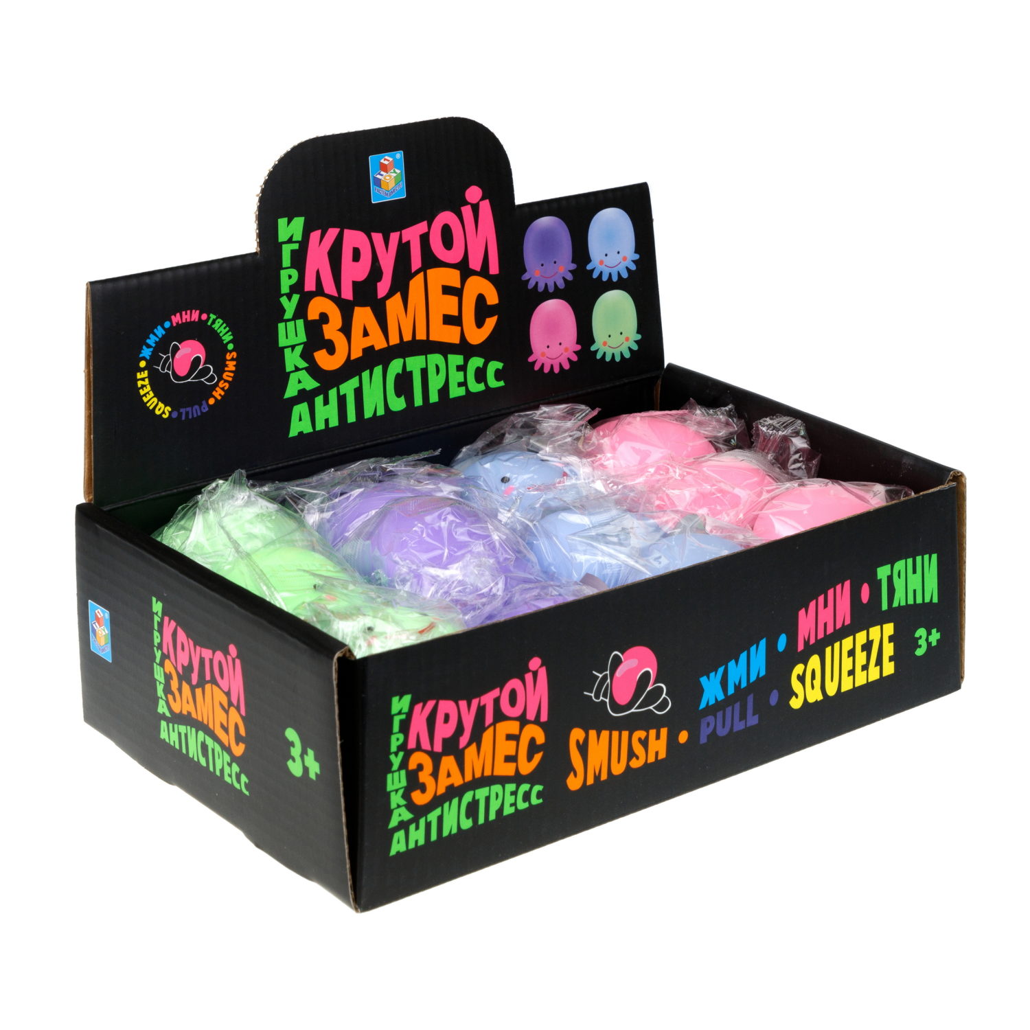 Антистресс-игрушка для рук 1TOY Крутой замес Осьминог, 4 вида в ассортименте