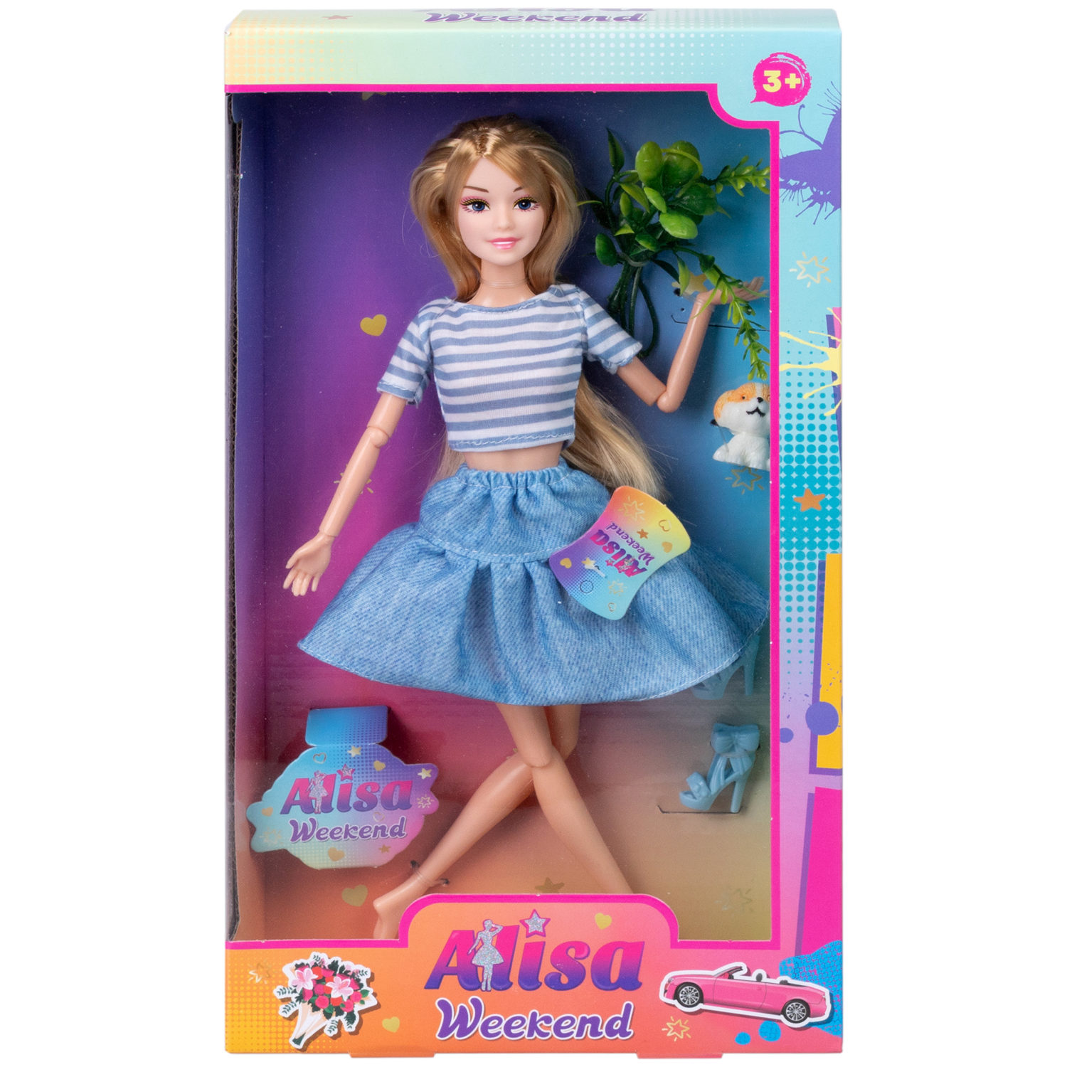 Кукла Alisa Weekend в голубом платье, с аксессуром и питомцем, 29 см