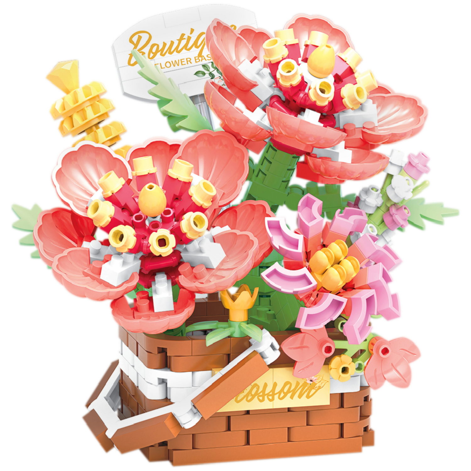 Конструктор 1TOY Blockformers Цветочная коллекция "Корзина с пионами", 455 деталей