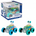 1toy Движок Трюковая машинка прозрач. с механизмом на батарейках, свет, звук, (в асс. 2 вида, коробка)