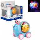 1toy Движок Улитка прозрач. с механизмом, фрикц. свет, голубой