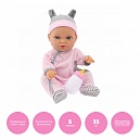 1toy PREMIUM функц.пласт.пупс 33 см в хлопковом комбинезоне и шапочке,бутылочка,звук плача,гуления, смеха,мама-папа,наж.на живот,на бат.(вкл.),Премиум