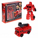 1toy Тракботы робот-трансформер Пожарная автолестница, 10 см, коробка с окном