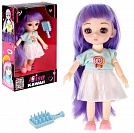 Alisa Kawaii mini. Кукла 15,2 см с расчёской, с длин. фиол. вол., в кор. 12х20х5,5 см