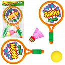 1toy набор для игры с мячом, ракетки пластмассовые, волан, мячик, 43х26х4 см