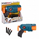 Т24231, 1toy Funmax "M01" бластер механический, 3 ствола, в комплекте 4 EVA снаряда