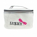 Lukky косметичка-чемоданчик ворс.с лого LUKKY ,белая,20х13х12 см,пакет,бирка