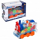 1toy Движок Паровоз прозрач. с механизмом на батарейках, свет, звук, коробка