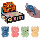 1toy Жмяка, "Медвежонок" с мелкими шариками 6х4,5х5 см, 4 вида, 12 шт. в д/б