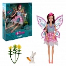 Кукла Alisa Fairy Фея с розовой прядью, крыльями, цветами и зайцем, 29 см