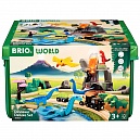 BRIO ж/д игр.наб. Делюкс "Мир Динозавров" в коробе-трансформере,интерактив.вулкан,свет,звук,пар,45 эл.,кор