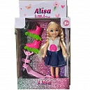 Кукла Alisa Little Love 15,2 см, блондинка с косичками, с роликами и самокатом