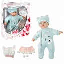 1toy PREMIUM Пупс в голубом комбинезоне 28 см, с шапочкой и накидкой, премиум кор.
